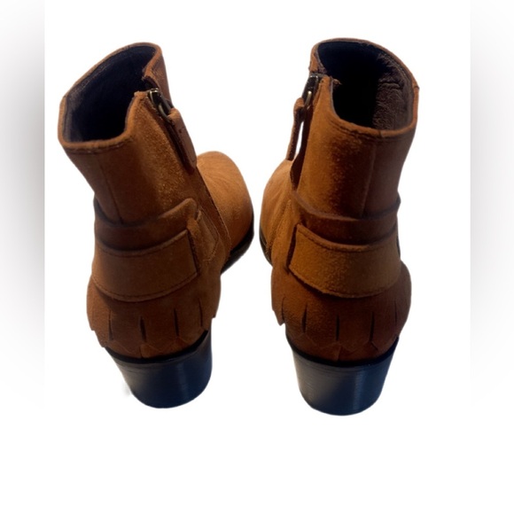 NNT Claudie Pierlot Brown Leather Suede Western Style Ankle Stacked Heel Boot 37 - Picture 3 of 6